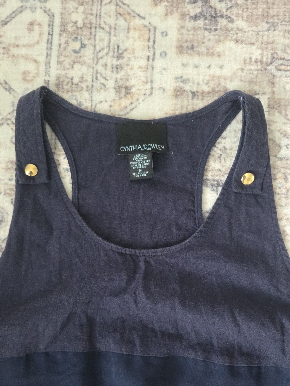 Cynthia Rowley Navy Layered Ruffle Racerback Tank - Picture 2 of 5